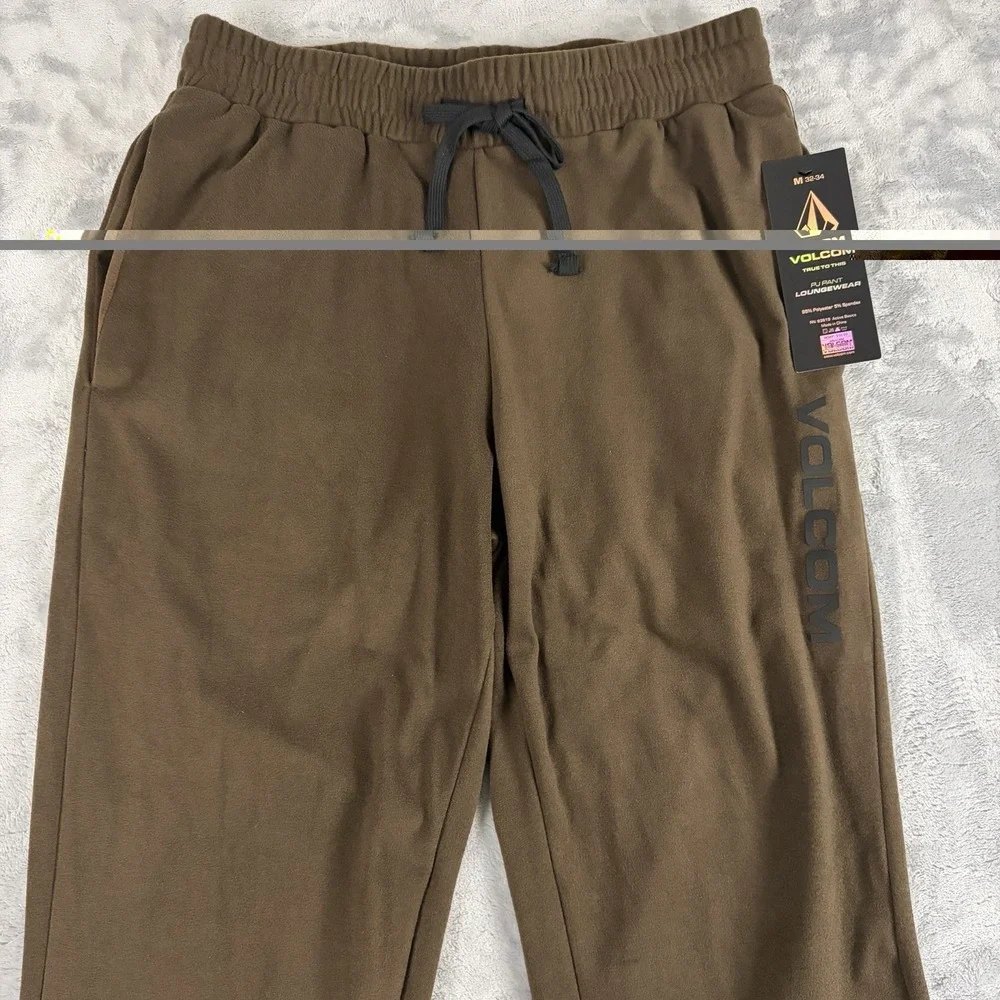 Volcom Men's Medium 32/34 Drawstring Fleece Loungewear Pants Brown NWT